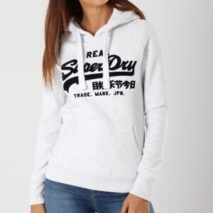 Superdry Heather Gray Hoodie with Black Accents